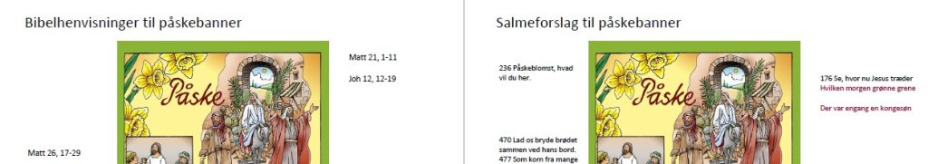 Eksempel på forslag til salmer og tekster vedrørende påske